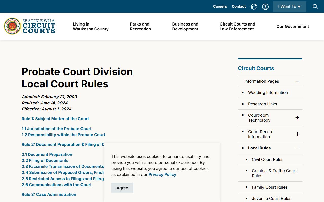 Brookfield probate court records Waukesha County probate rules image