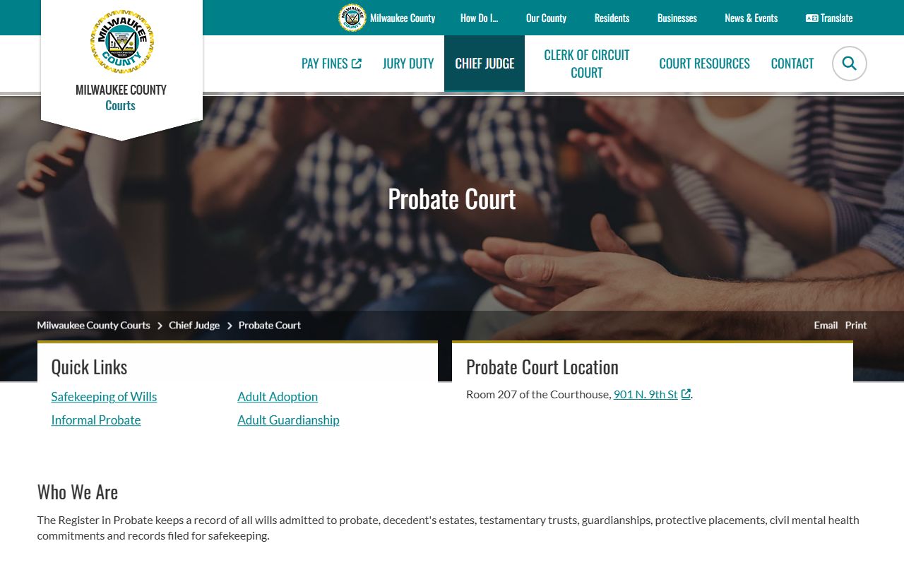 Milwaukee probate court records Milwaukee County probate court image