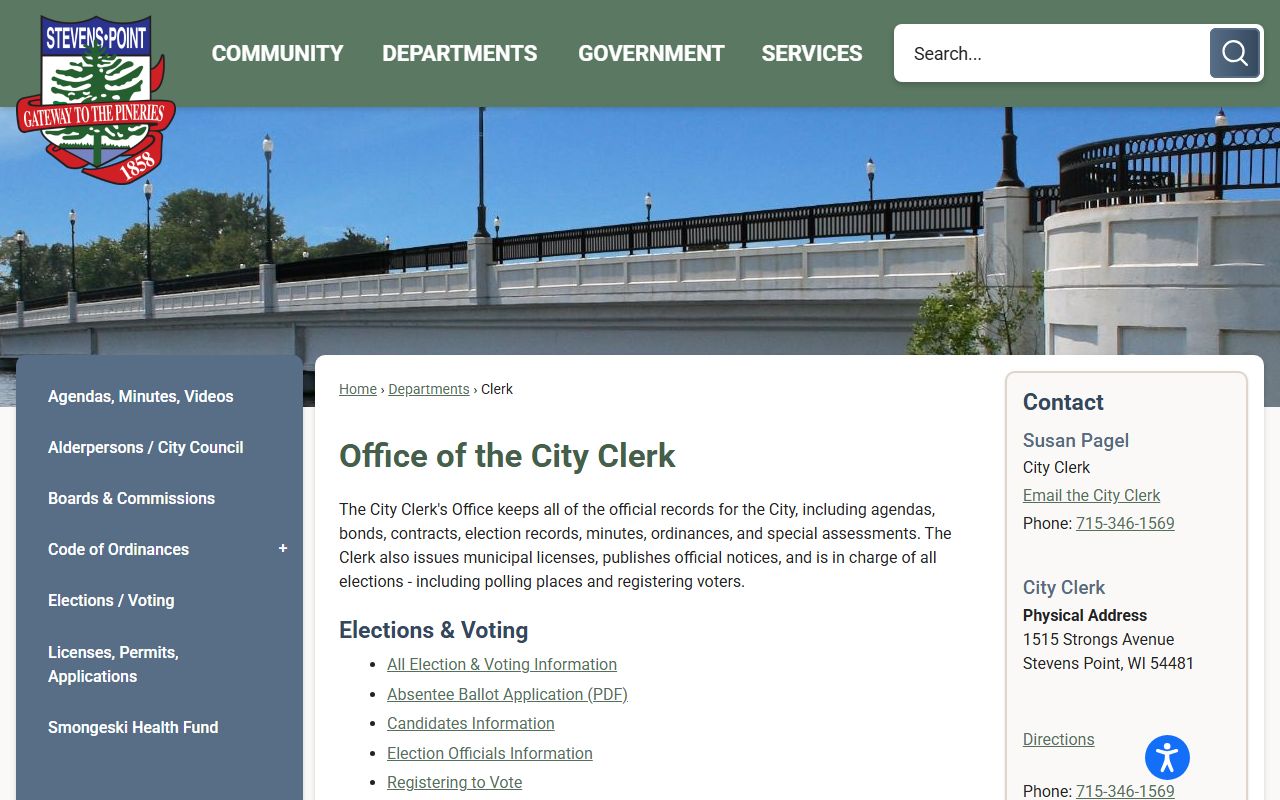 Stevens Point probate court records city clerk image