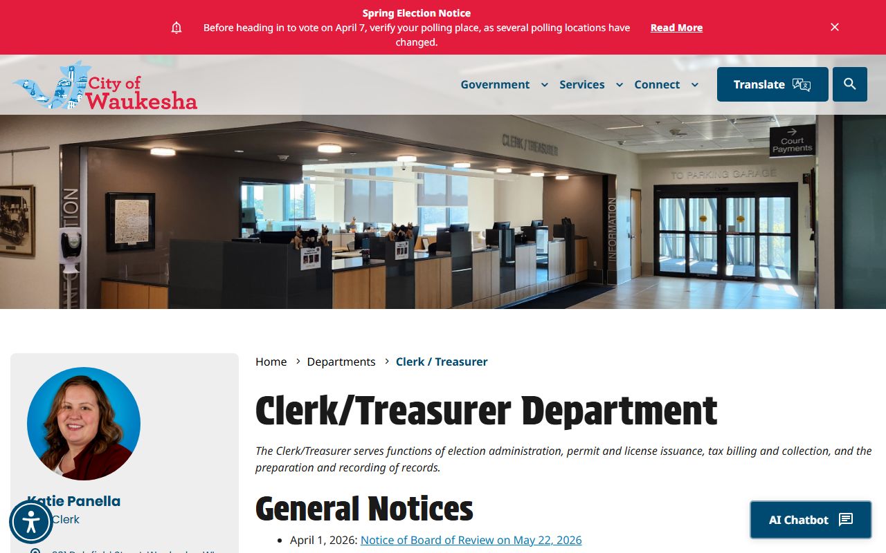Waukesha probate court records city clerk treasurer image