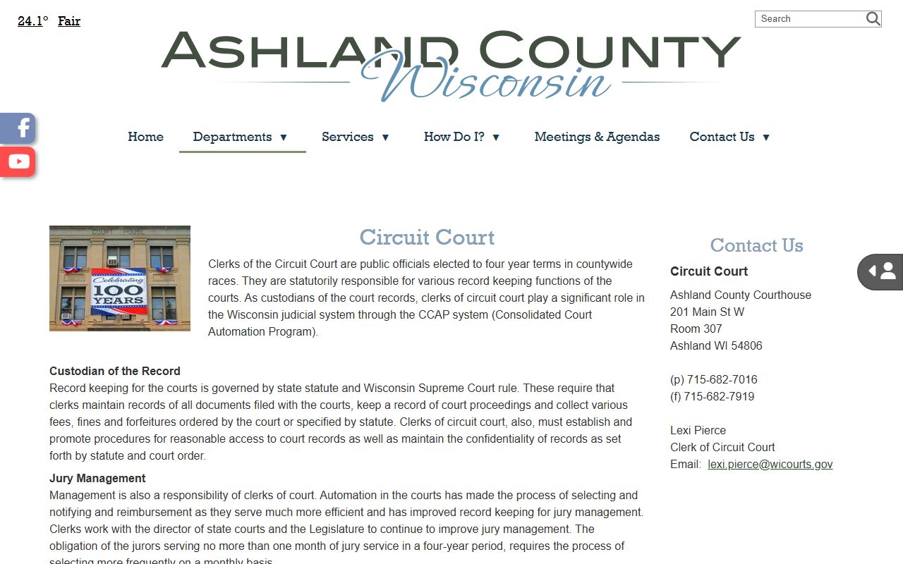 Ashland County probate court records circuit court office reference
