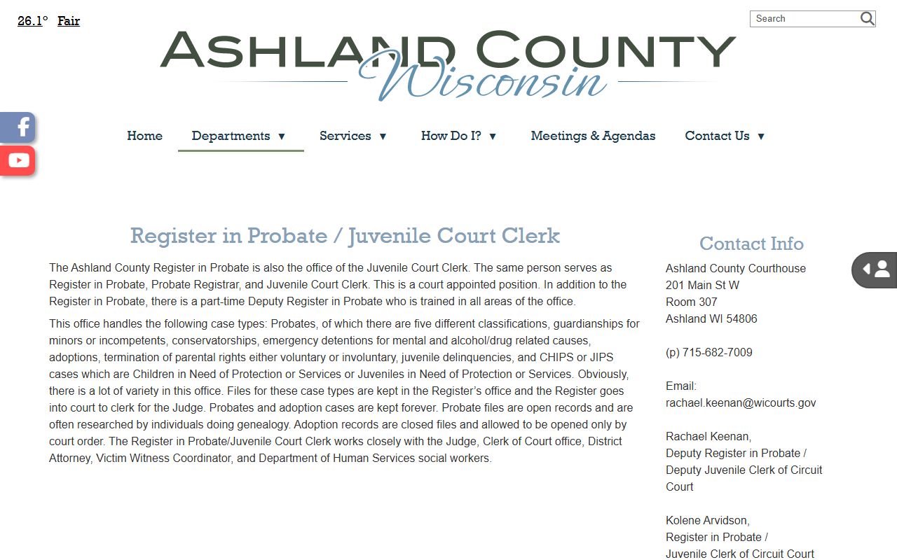 Ashland County probate court records probate and juvenile court office