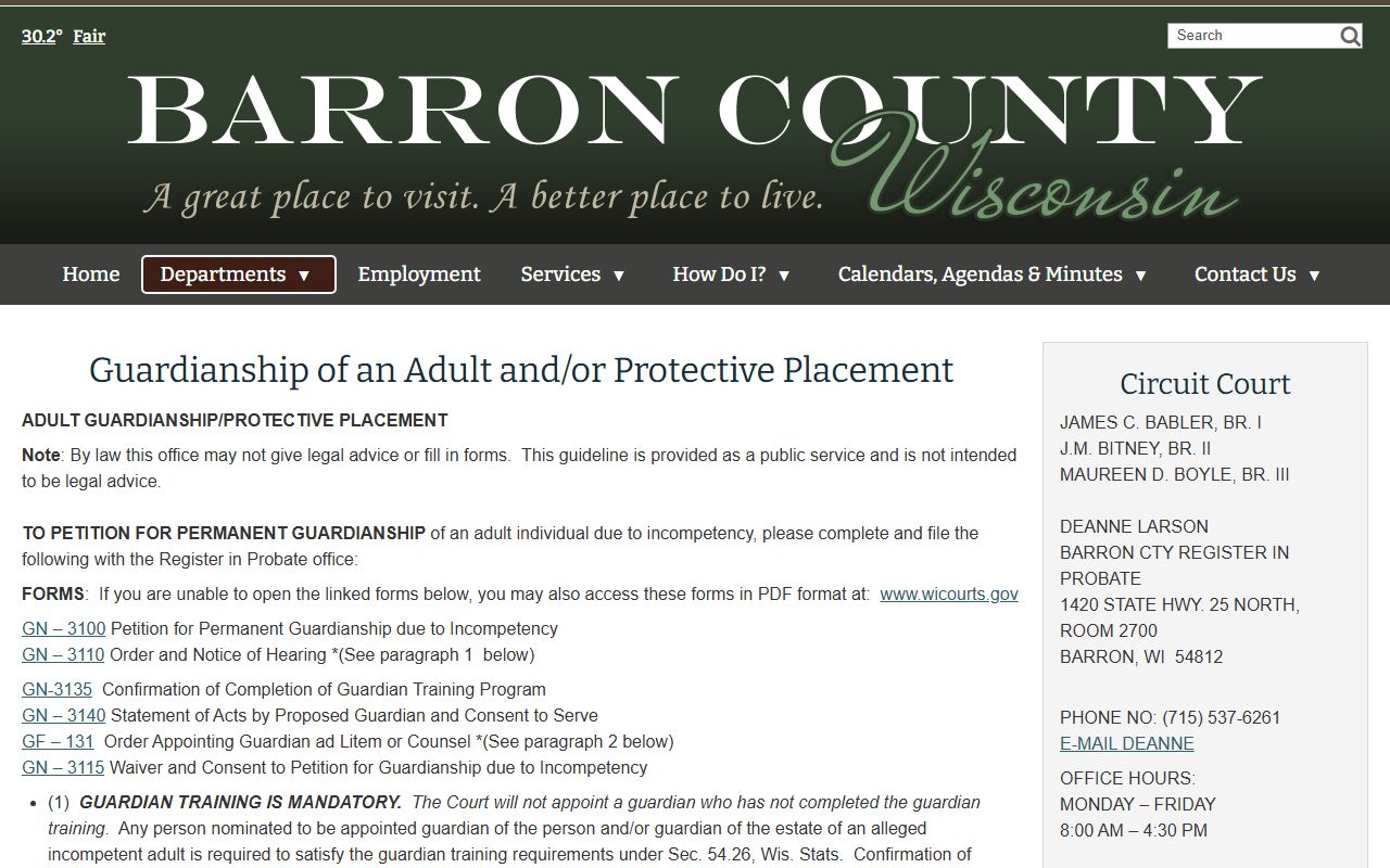 Barron County probate court records county records guidance