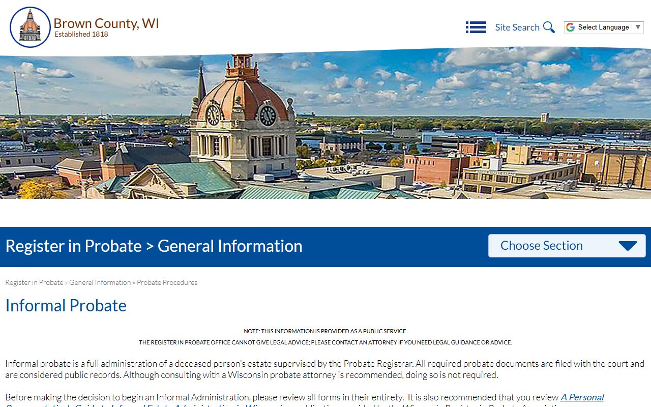 Brown County probate records informal probate image