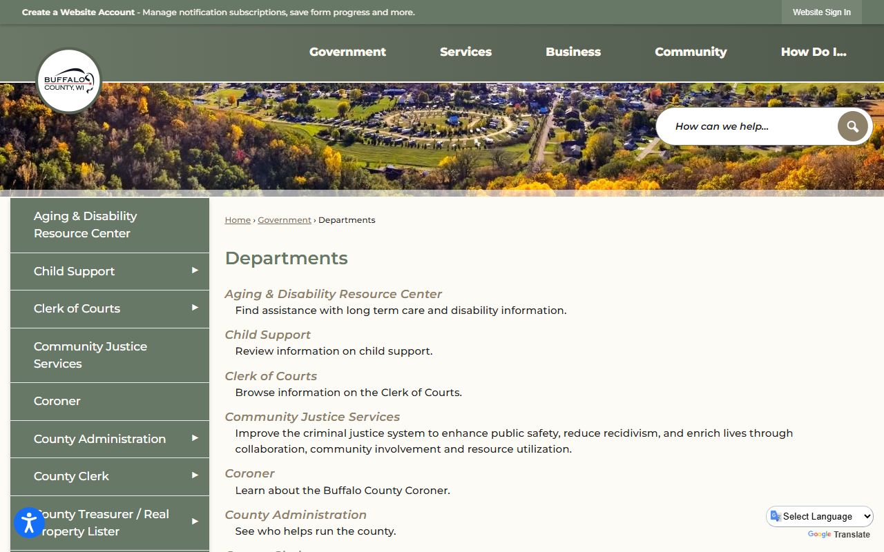 Buffalo County probate records departments image