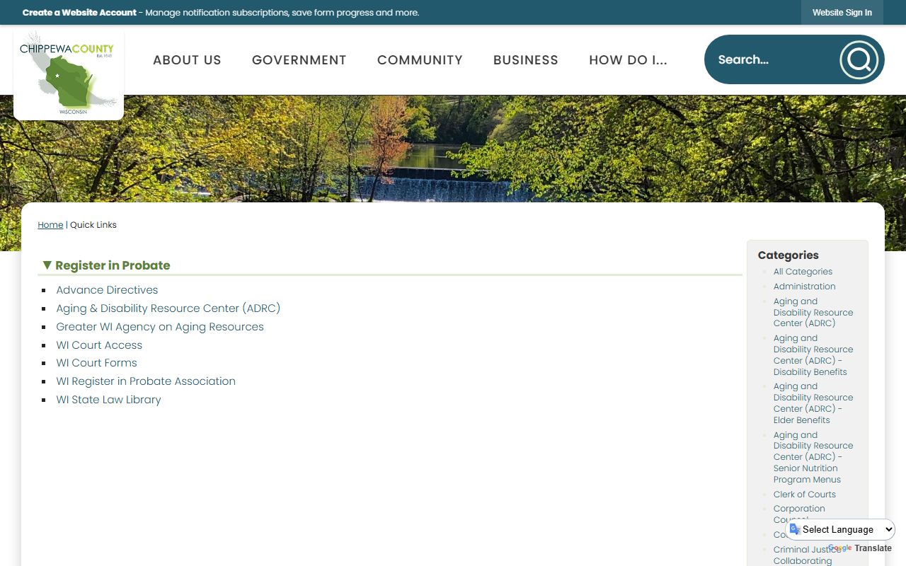 Chippewa County probate court records quick links image