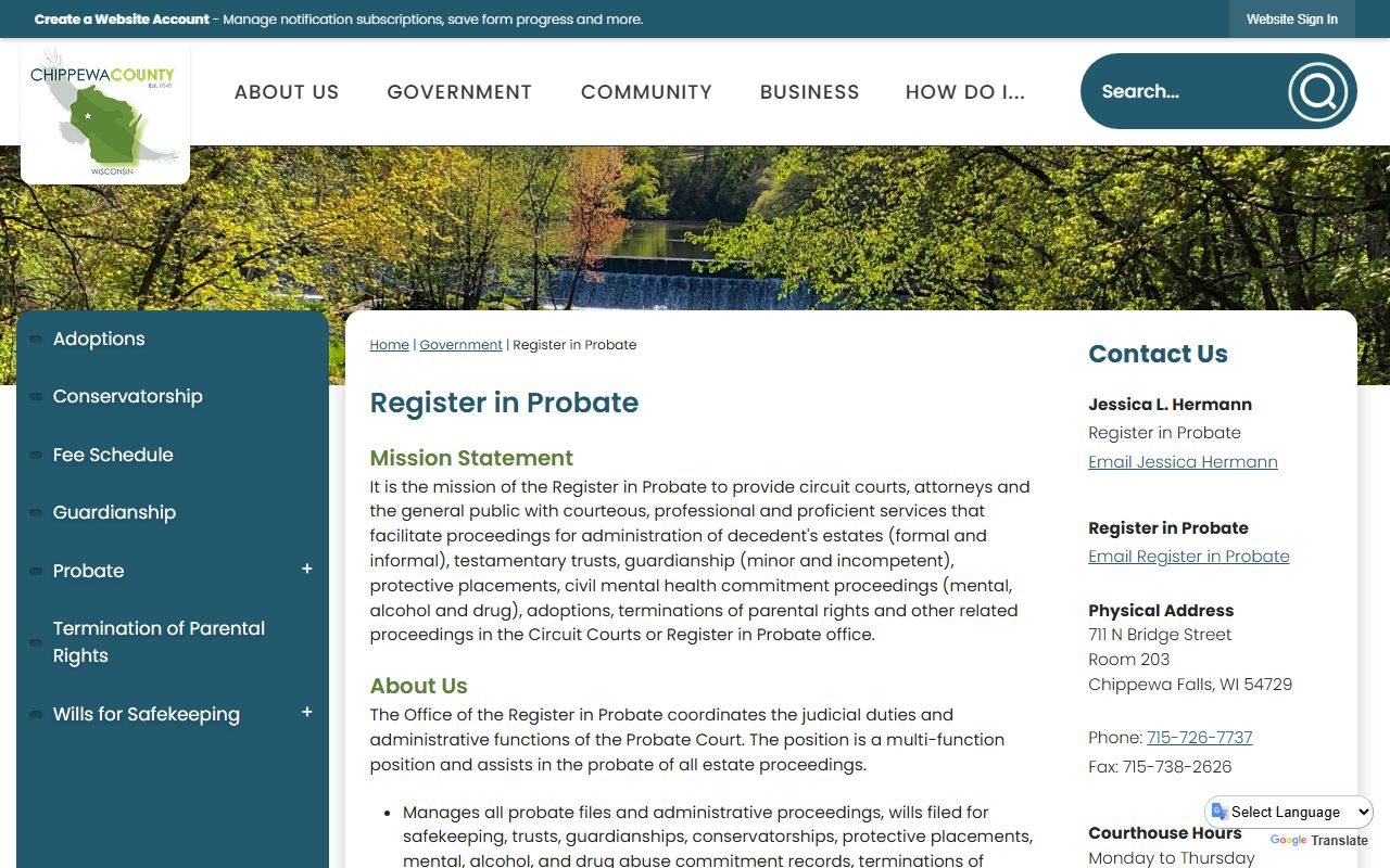 Chippewa County probate court records register in probate office image