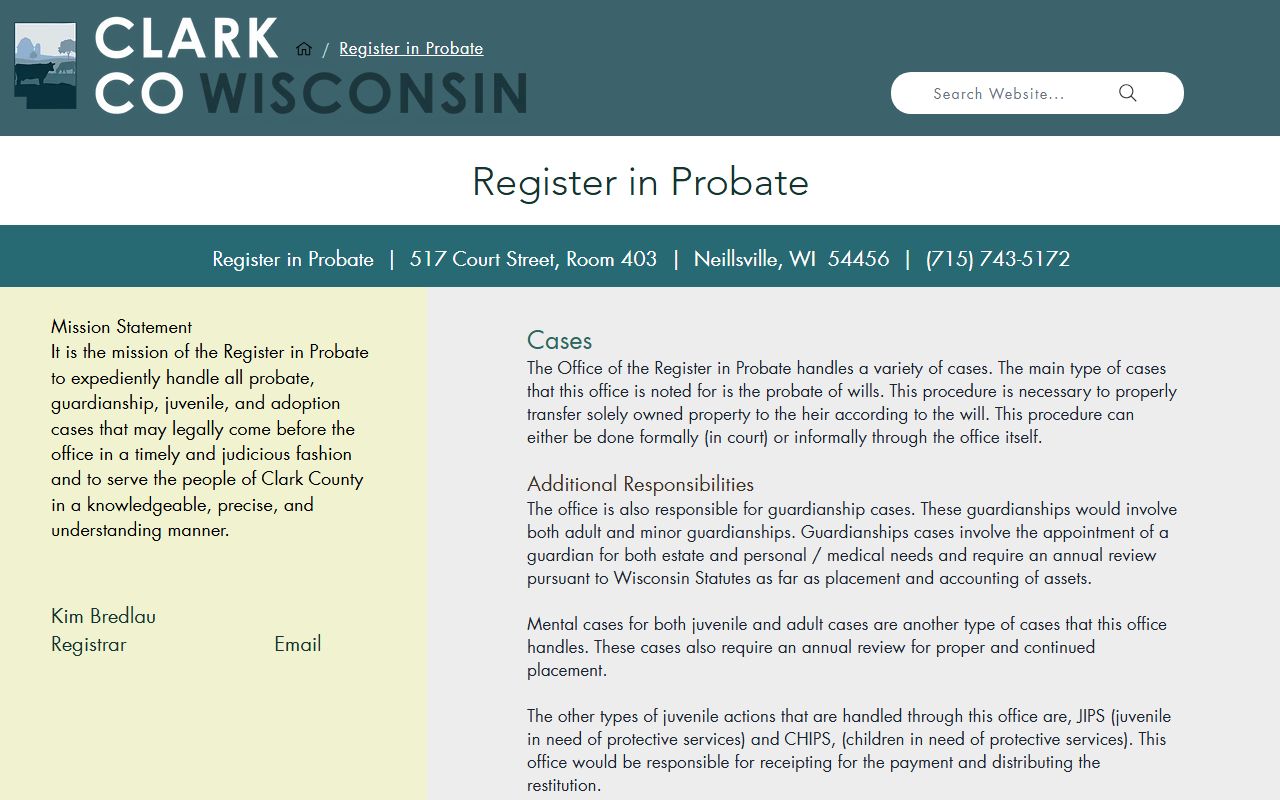 Clark County probate court records fees page image