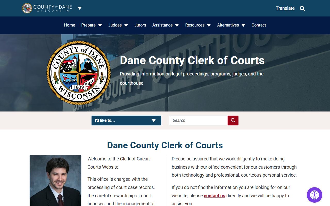 Dane County probate court records clerk of circuit court office