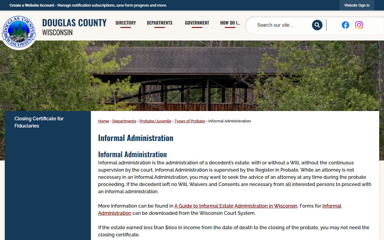 Douglas County probate court records informal administration image