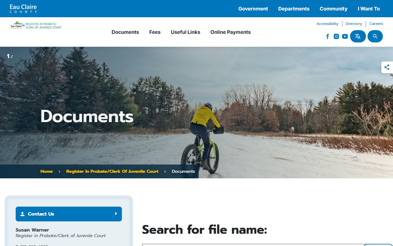 Eau Claire County probate court records probate documents page