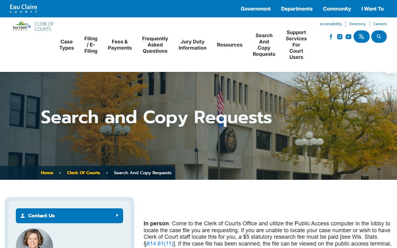 Eau Claire County probate court records search and copy requests