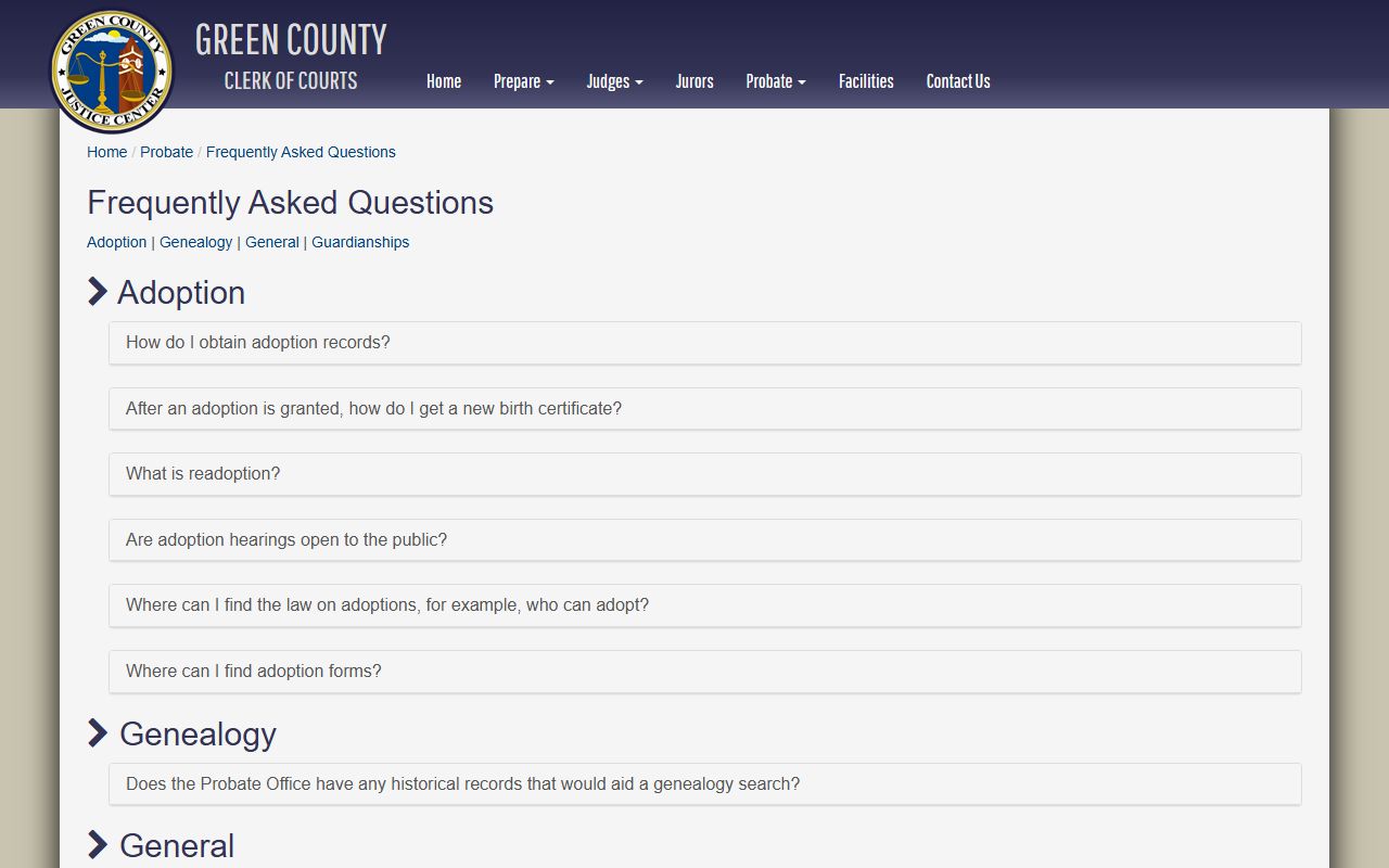 Green County probate court records probate FAQs image