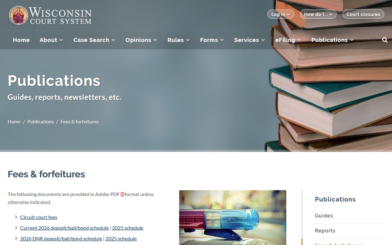 Jefferson County probate court records Wisconsin court fees index image