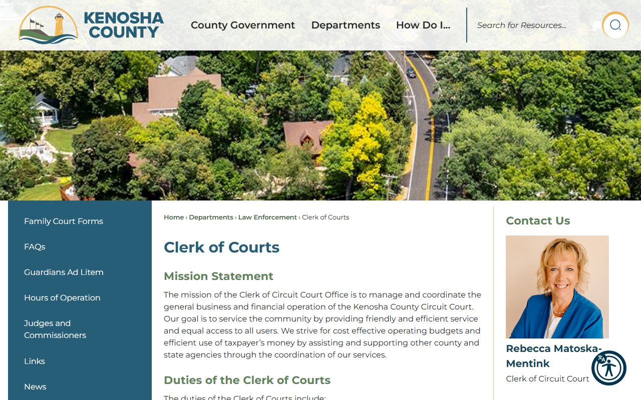 Kenosha County probate court records clerk of courts image