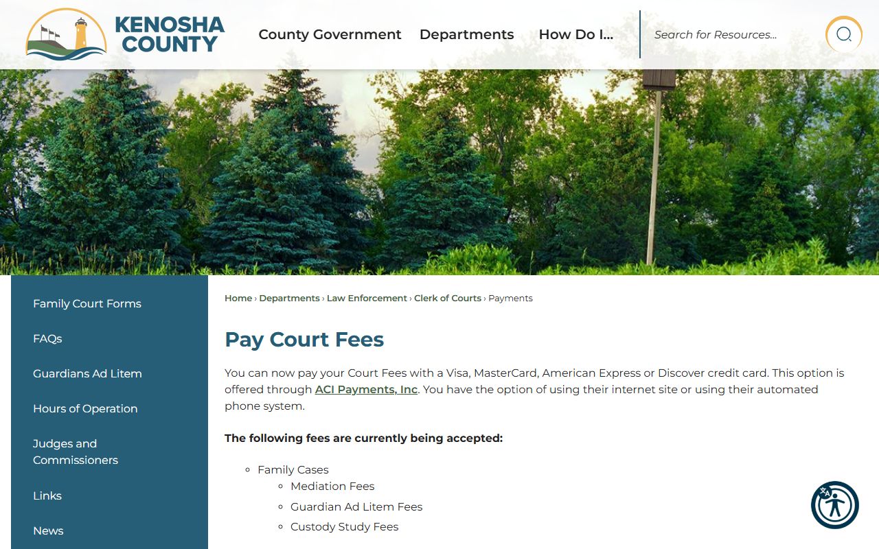 Kenosha County probate court records payments page image