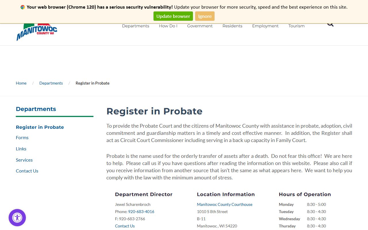 Manitowoc County probate court records alternate register page image