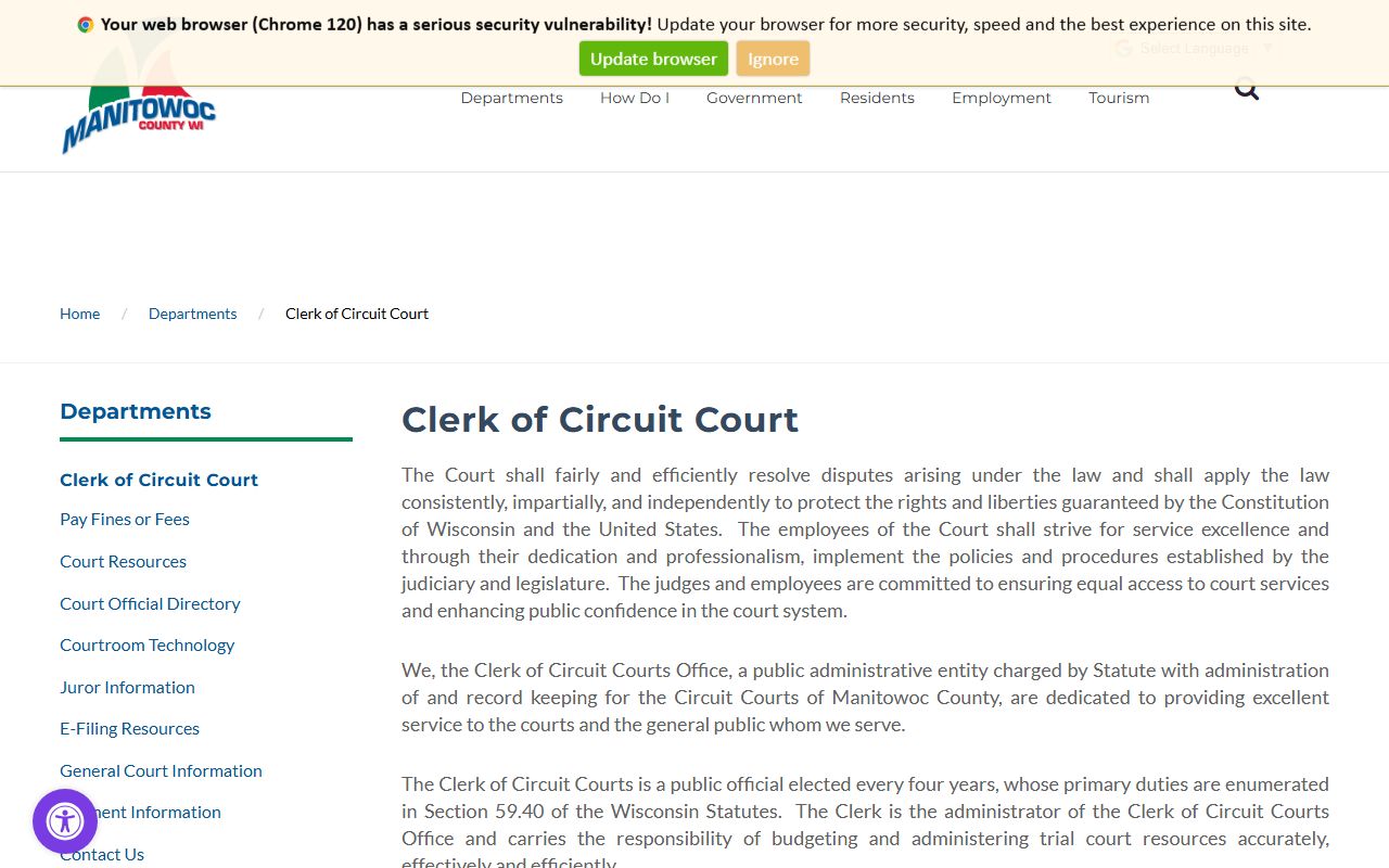 Manitowoc County probate court records clerk of circuit court image