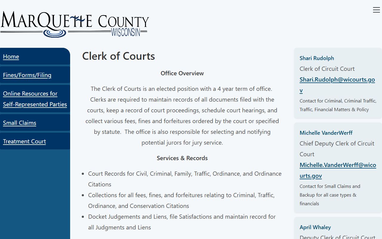 Marquette County probate court records clerk of courts image