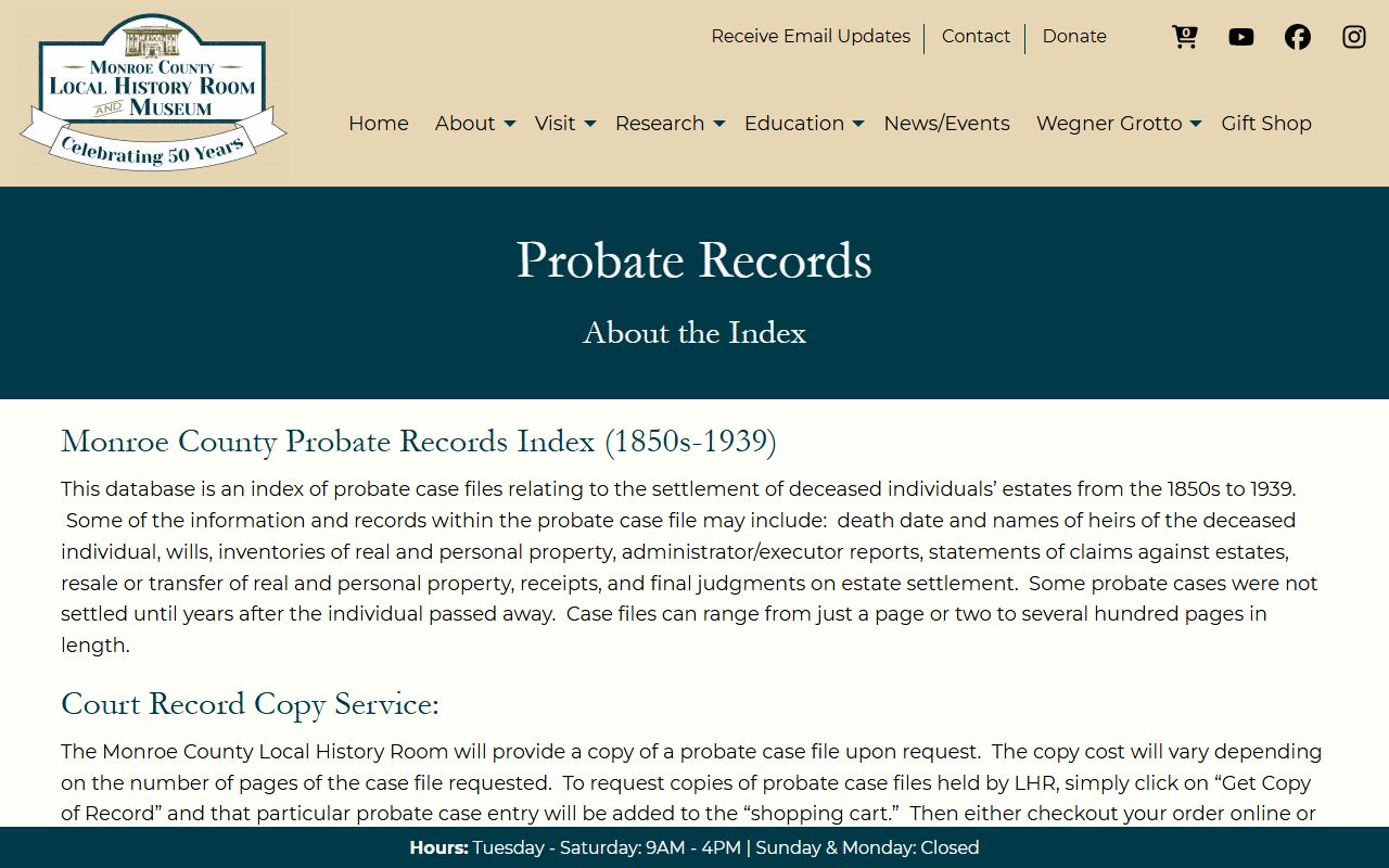Monroe County probate court records local history room image