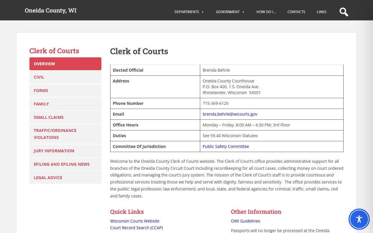 Oneida County probate court records clerk of courts page image