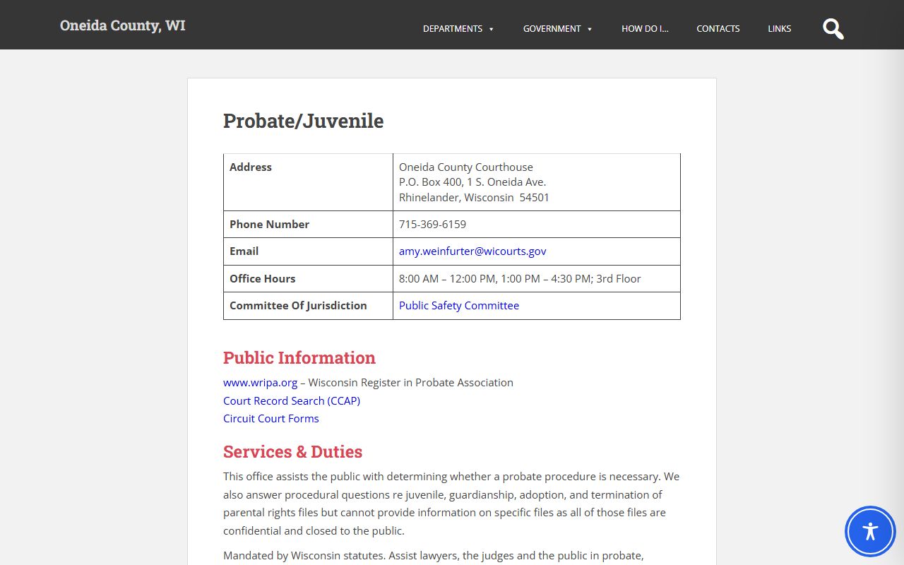 Oneida County probate court records register in probate page image