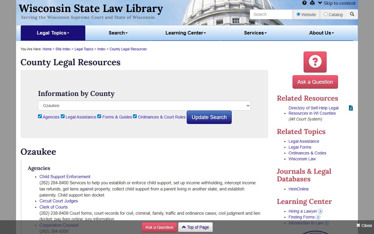 Ozaukee County probate court records county directory image