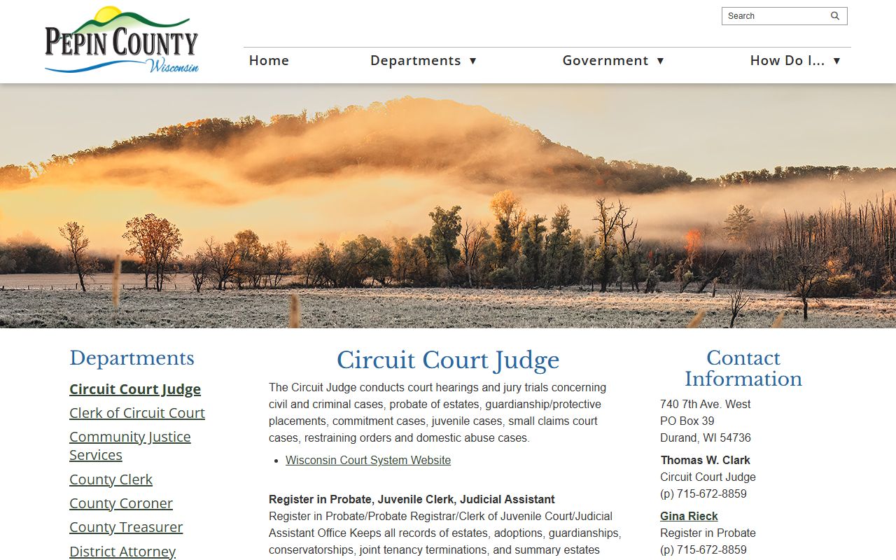 Pepin County probate court records circuit court judge page image