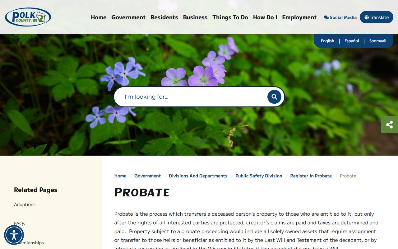 Polk County probate court records probate page image