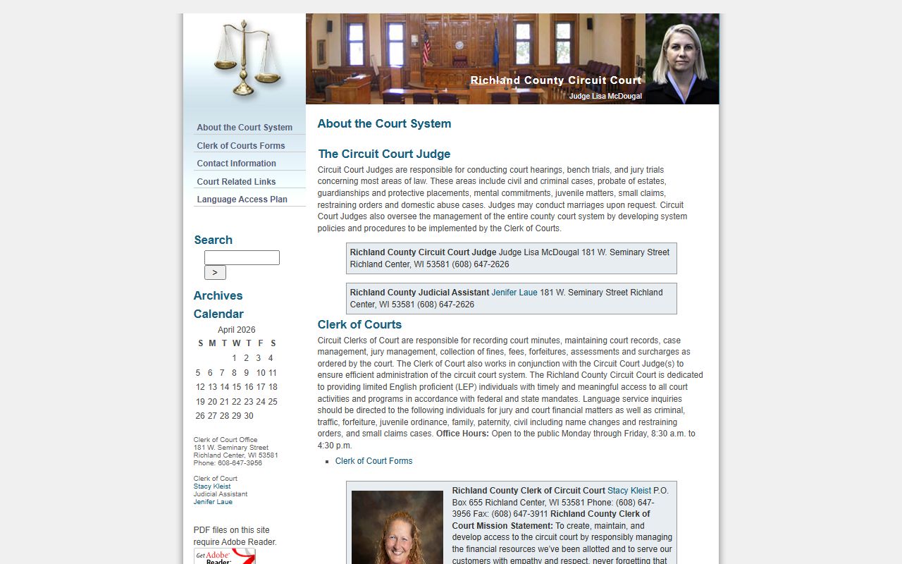 Richland County probate court records justice site image