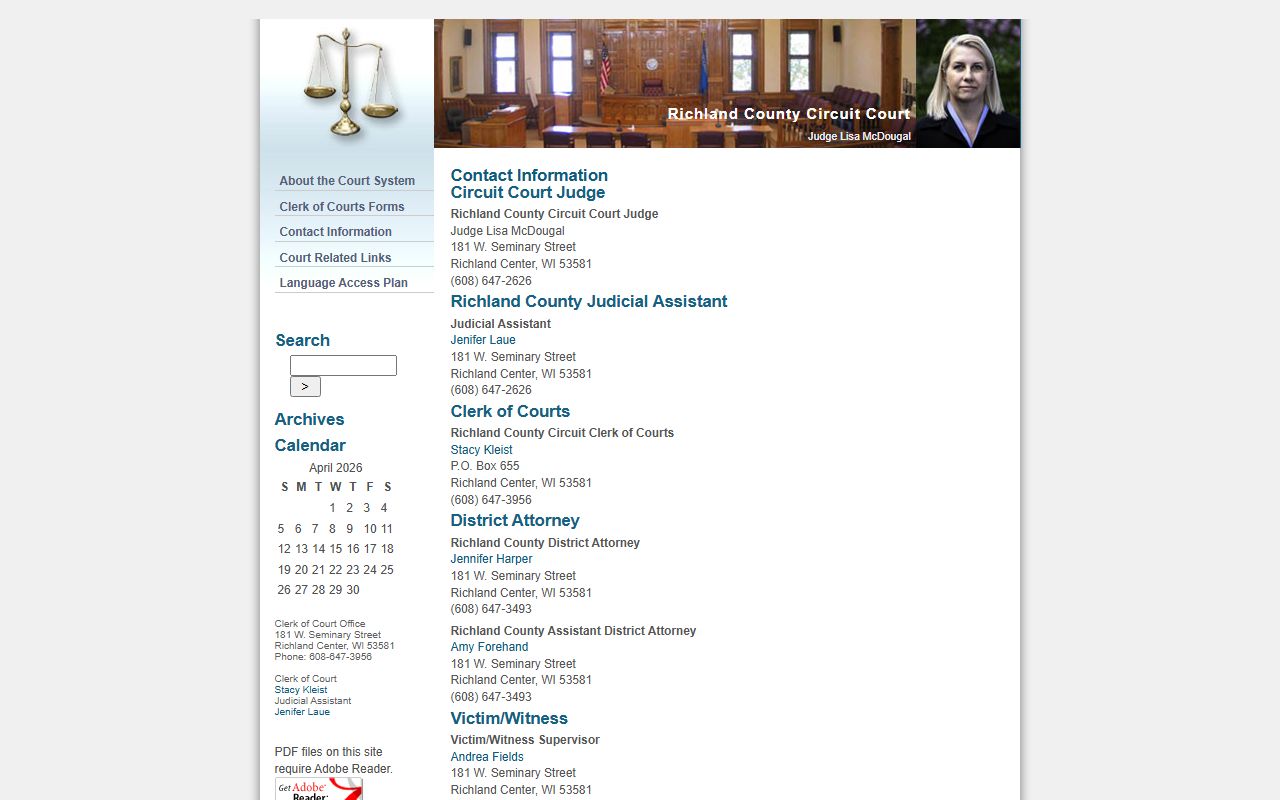 Richland County probate court records contact information image