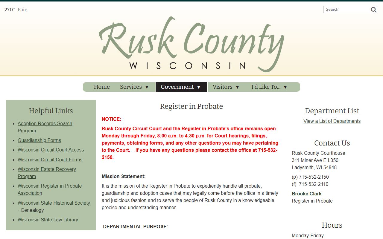 Rusk County probate court records probate page image