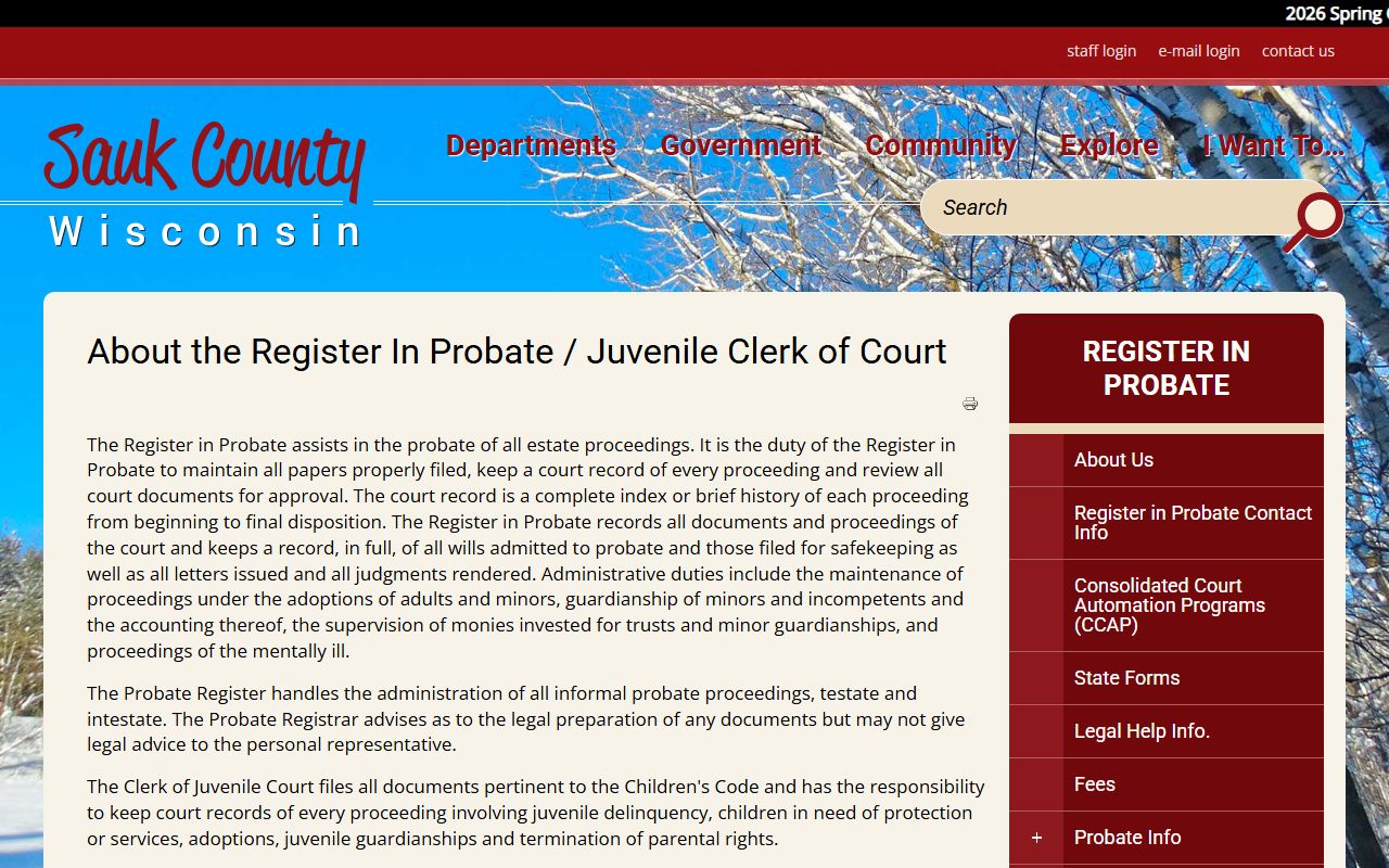 Sauk County probate court records register in probate page image