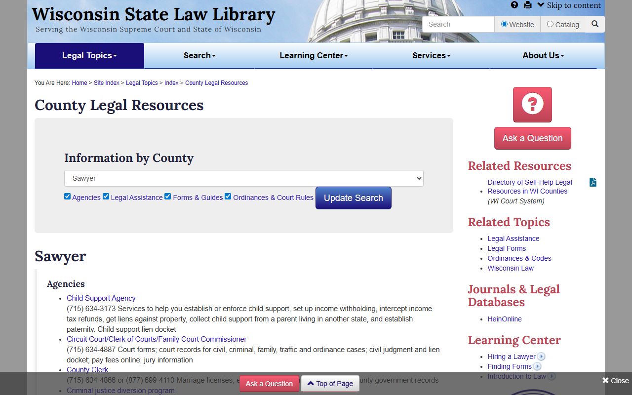 Sawyer County probate court records county directory image