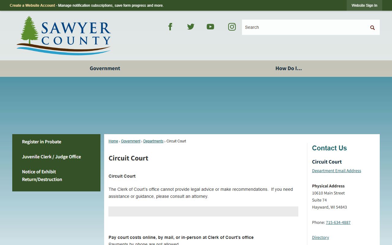 Sawyer County probate court records circuit court image