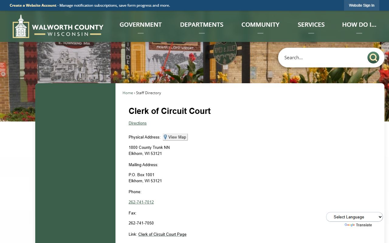Walworth County probate court records county directory image