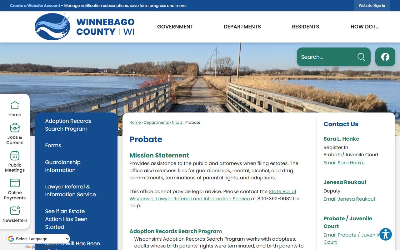 Winnebago County probate court records probate office image