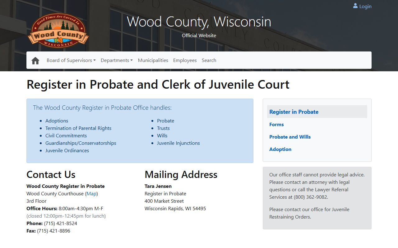 Wood County probate court records register in probate image