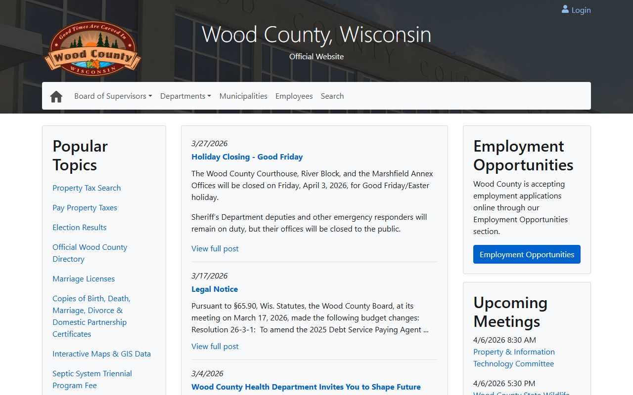 Wood County probate court records county home page image