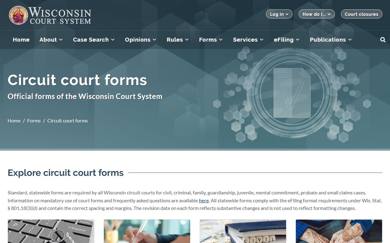 Wisconsin probate court records circuit court forms image